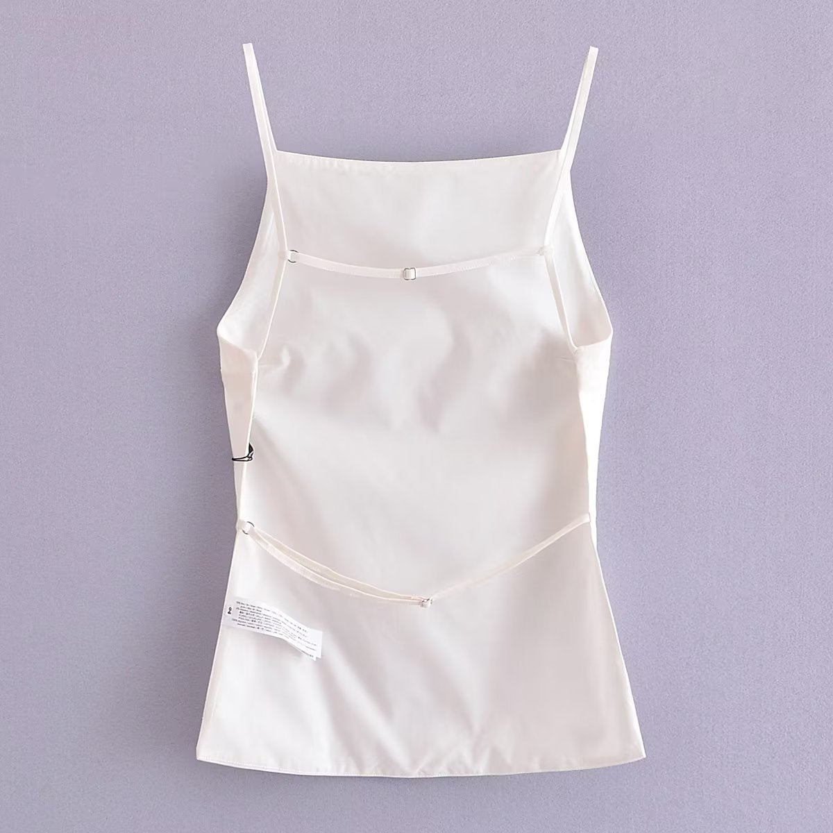 Women Vest Solid Color Pleated Backless Underwaist