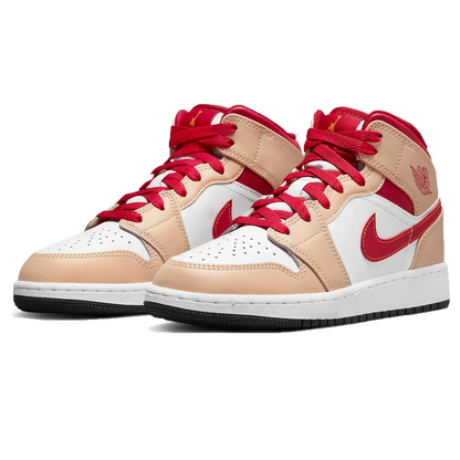 Air Jordan 1 Mid 'Light Curry Cardinal Red'