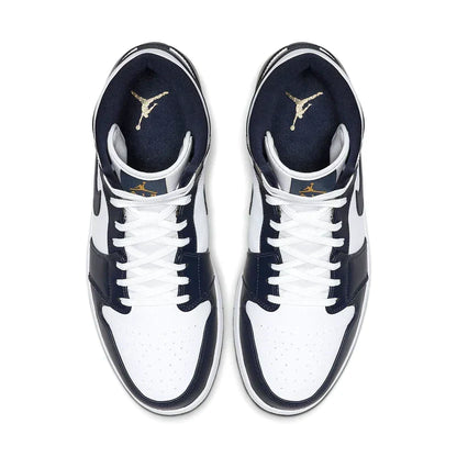 Air Jordan 1 Mid 'White Metallic Gold Obsidian'